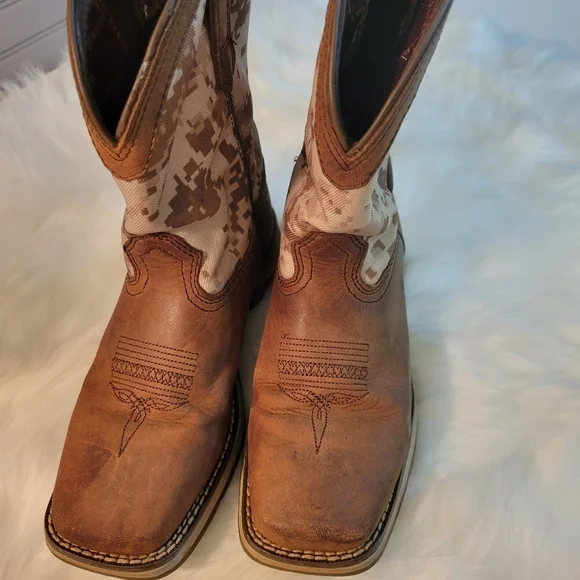 Durango Kids Brown and Camouflage Cowboy Boots 8" Tall Size3M - Picture 2 of 9